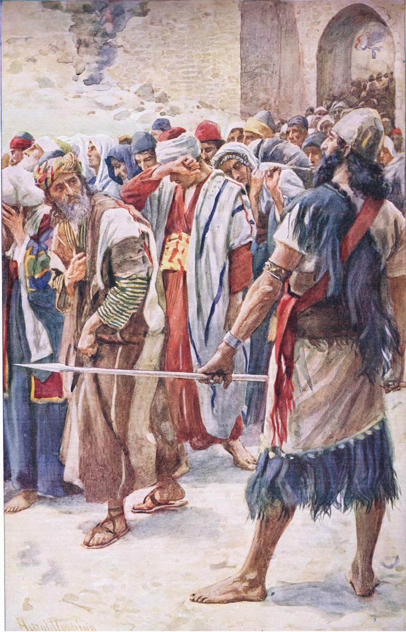 Babylons fanger, illustration fra Pictures That Teach The Crown Series, 1920 af Harold Copping
