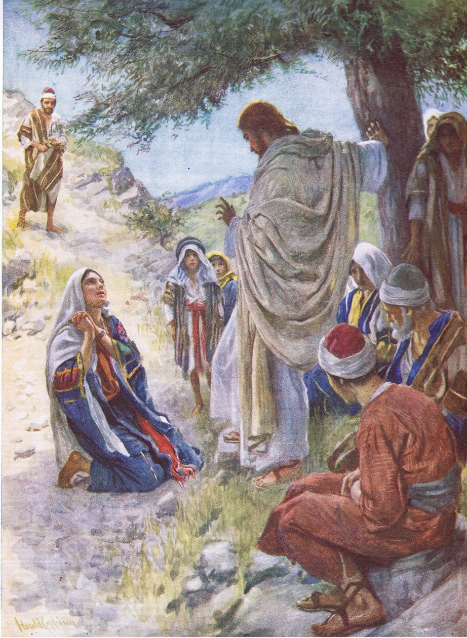 The faith of Martha, illustration fra Pictures That Teach The Crown Series, 1920 af Harold Copping