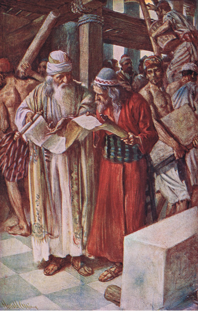 Fundet af bogen, illustration fra Pictures That Teach The Crown Series, 1920 af Harold Copping