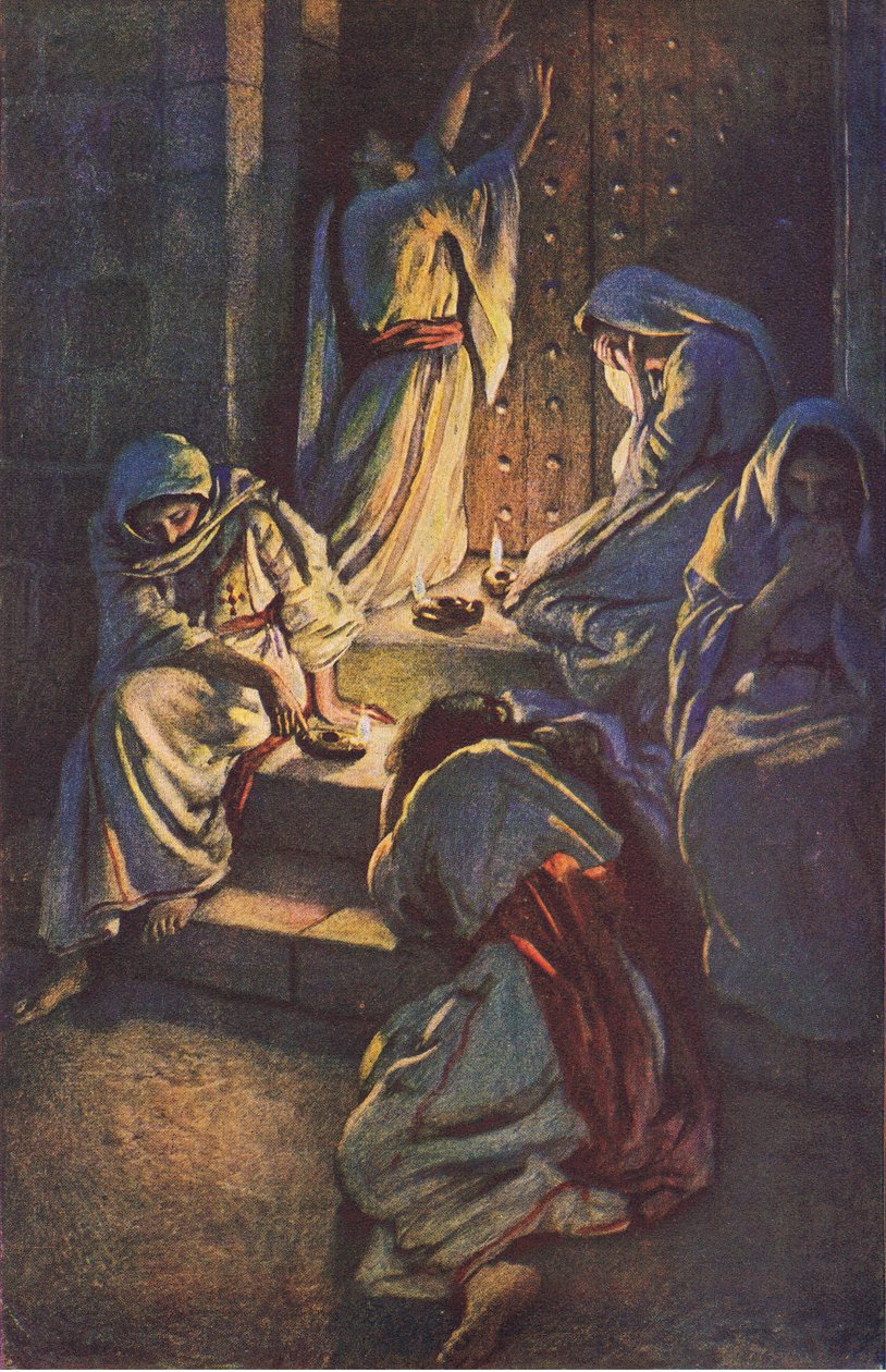 De tåbelige jomfruer, illustration fra Harold Copping Pictures: The Crown Series, ca. 1920