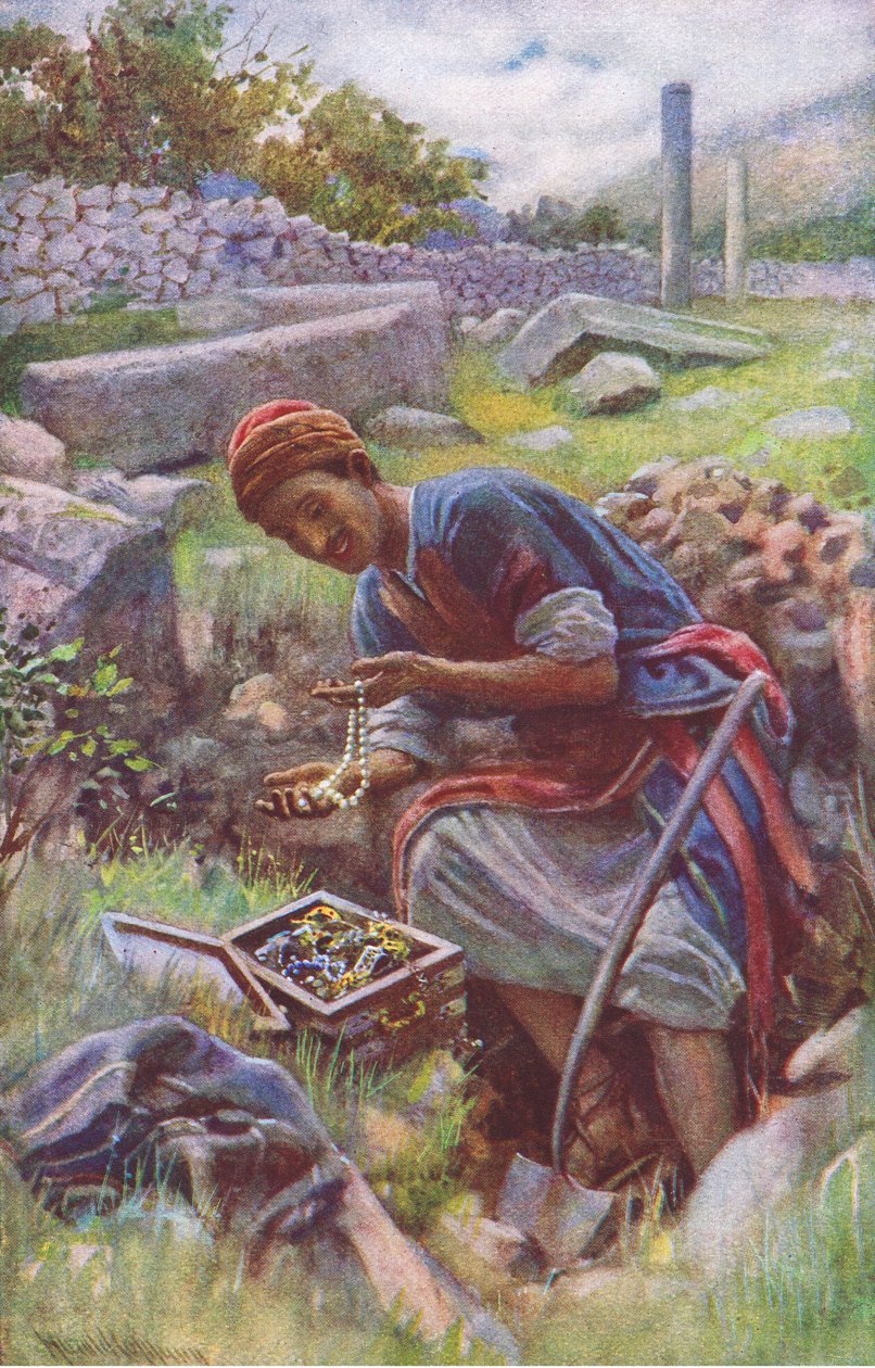 Den skjulte skat, illustration fra Harold Copping Pictures: The Crown Series, ca. 1920