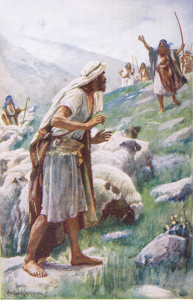 Mødet mellem Jakob og Esau, illustration fra 