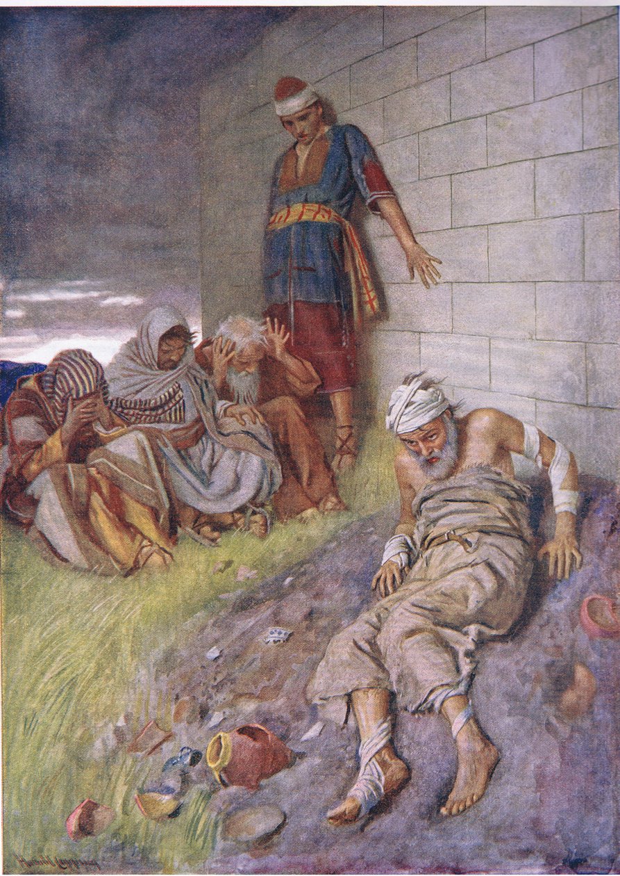 Jobs tålmodighed, illustration fra Pictures That Teach The Crown Series, 1920 af Harold Copping