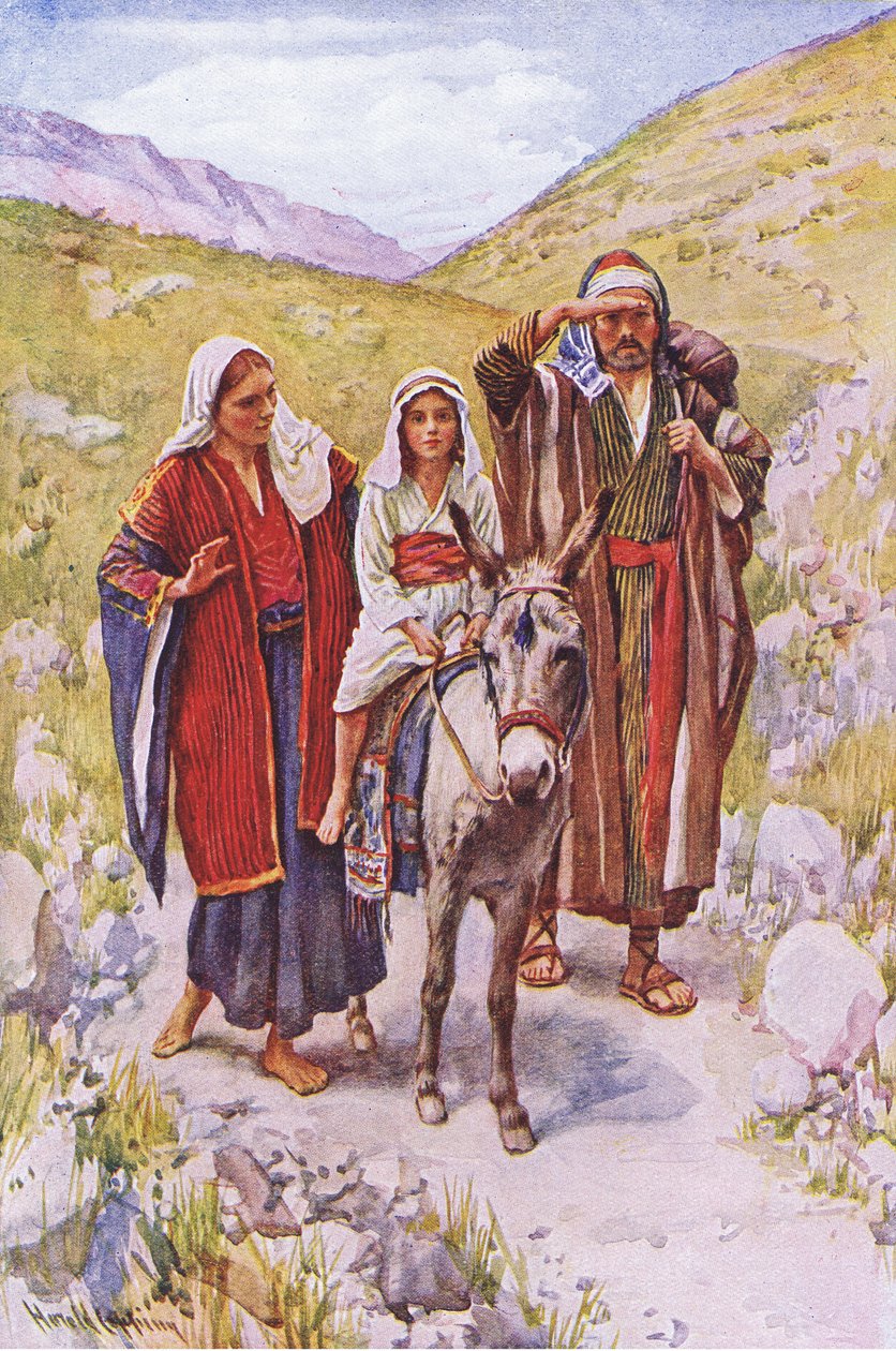 Tilbagekomsten fra Egypten, illustration fra Harold Copping Pictures: The Crown Series, ca. 1920