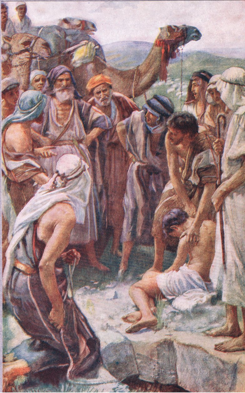 Salget af Joseph, illustration fra Pictures That Teach The Crown Series, 1920 af Harold Copping