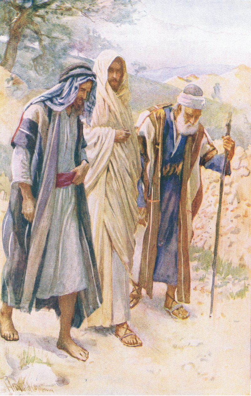 The walk to Emmaus, illustration fra Harold Copping Pictures: The Crown Series, ca. 1920