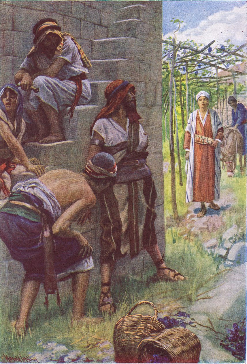 The wicked husbandmen, illustration fra Harold Copping Pictures: The Crown Series, ca. 1920