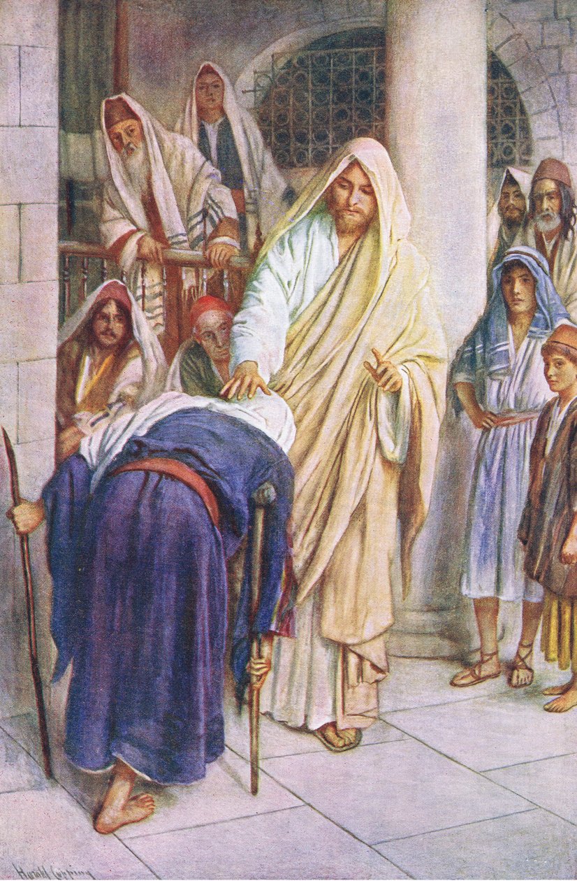 Kvinden der bøjede sig, illustration fra Harold Copping Pictures: The Crown Series, ca. 1920