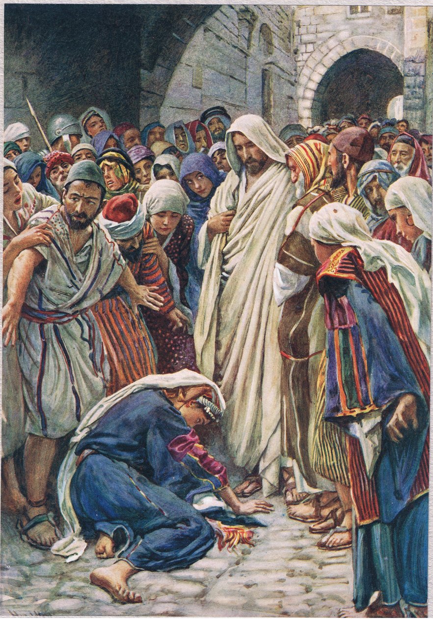 Kvinden der rørte ved kanten af hans tøj, illustration fra 