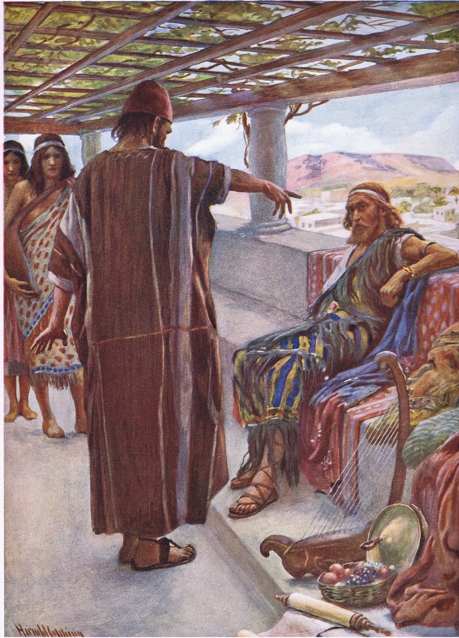 Du er manden, illustration fra Pictures That Teach The Crown Series, 1920 af Harold Copping