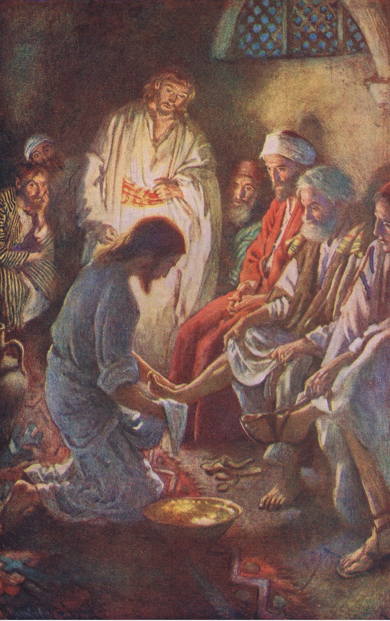 Vasking af disciplenes fødder, illustration fra Harold Copping Pictures: The Crown Series, ca. 1920