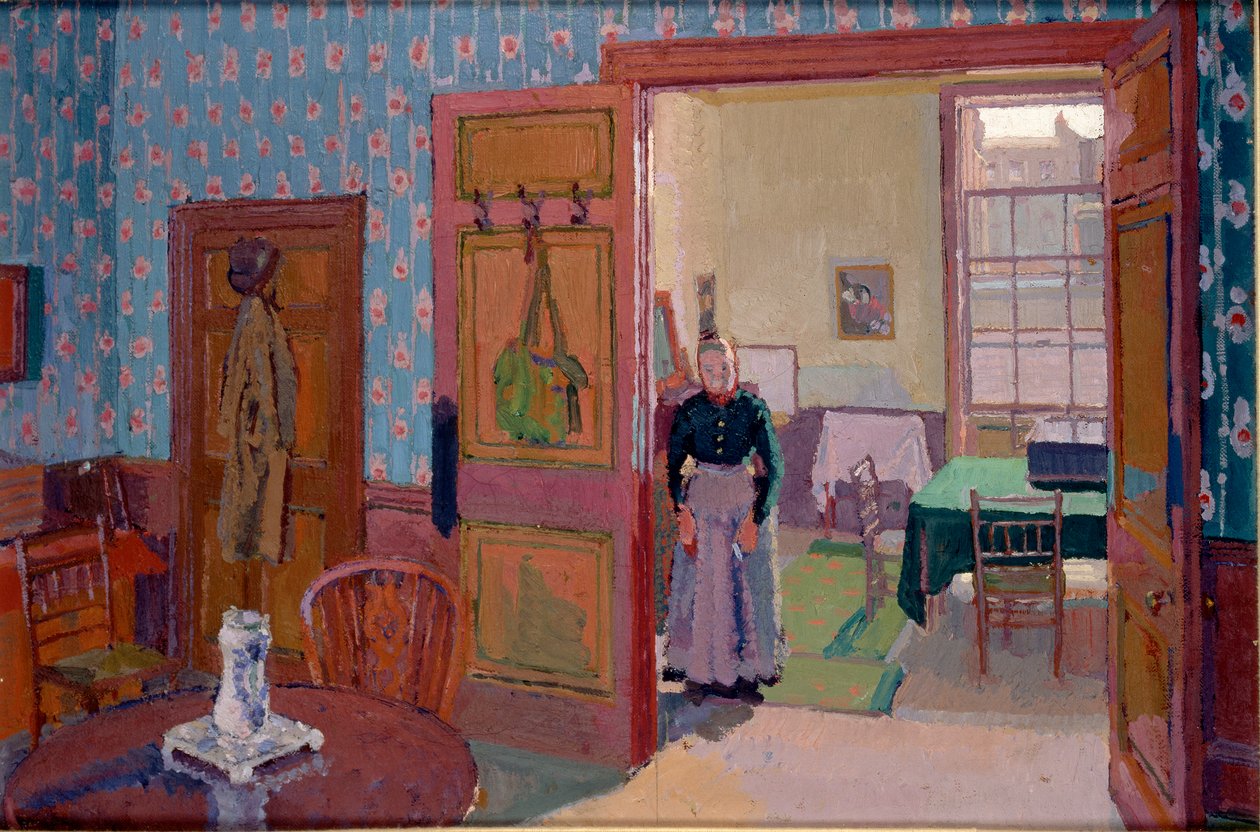 Interiør med fru Mounter, 1916-1917 af Harold Gilman