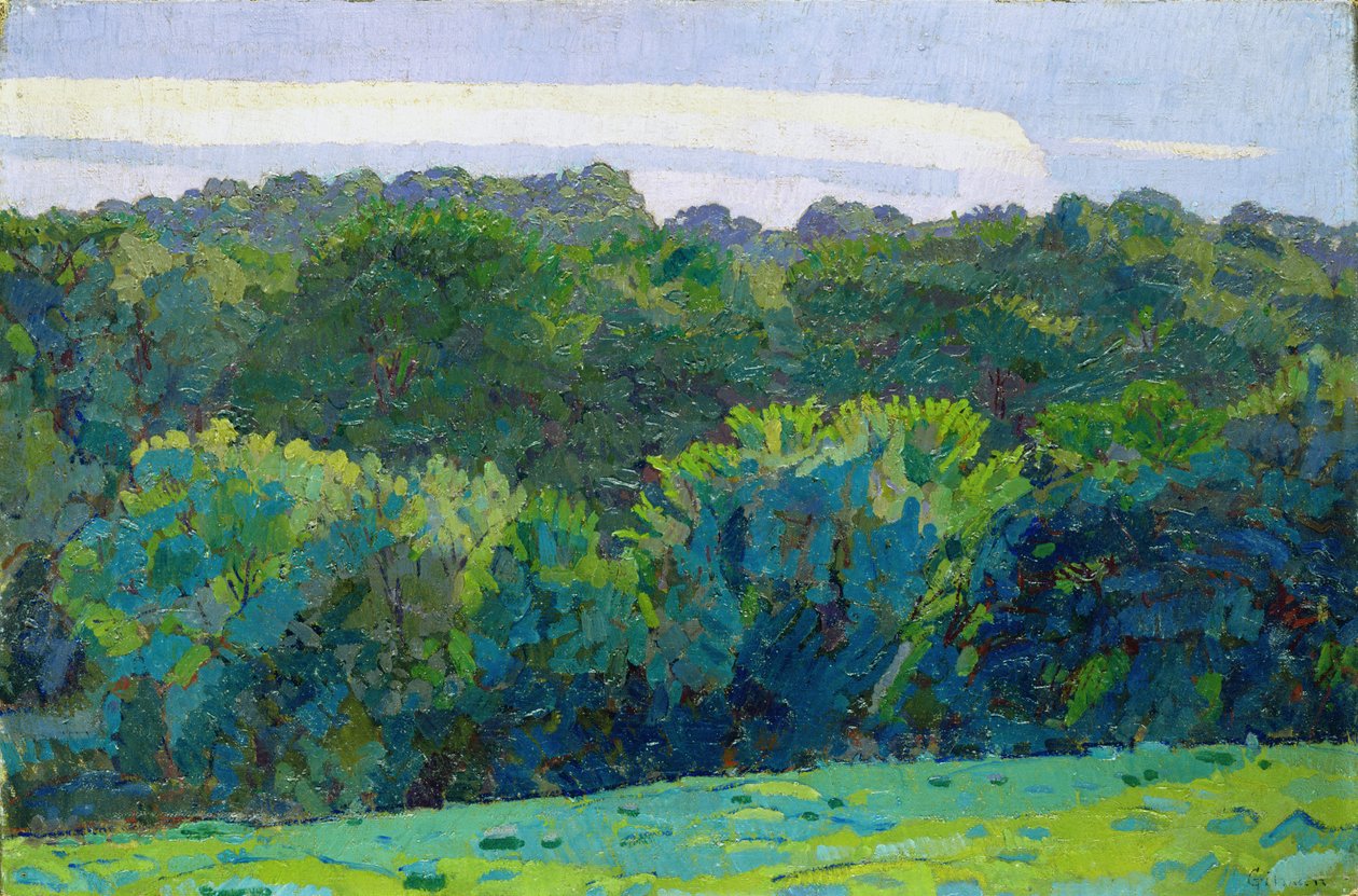 Landskab, Somerset, 1917 af Harold Gilman