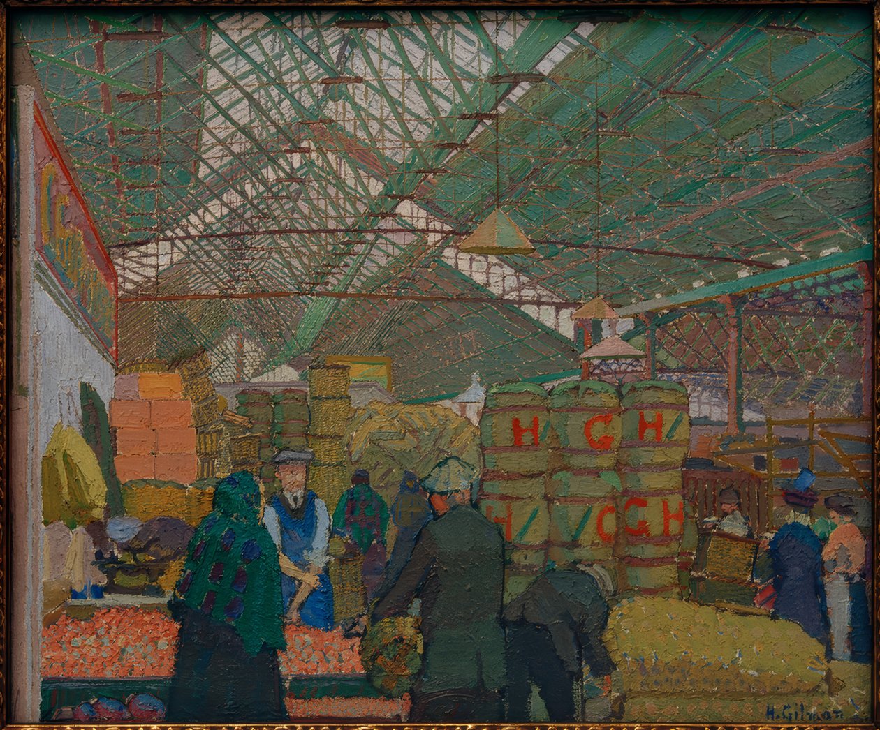 Markt i Leeds af Harold Gilman