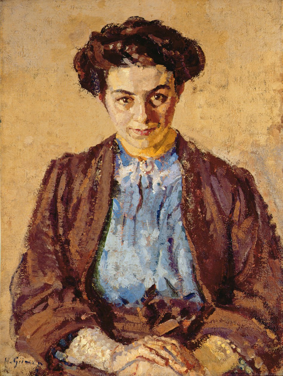 Den blå bluse, portræt af Elene Zompolides (1880-1958) (olie på lærred) af Harold Gilman