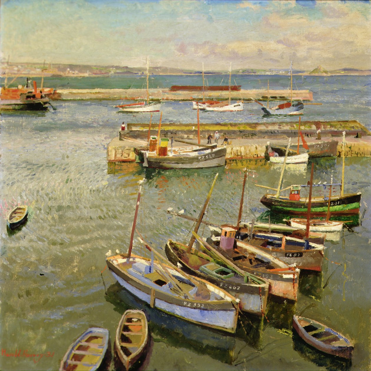 Både, Newlyn Harbor af Harold Harvey