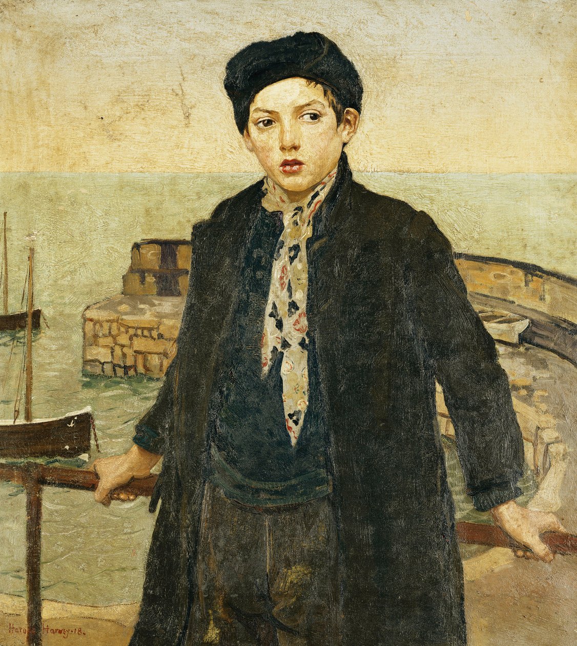 Dreng ved havnen af Harold Harvey