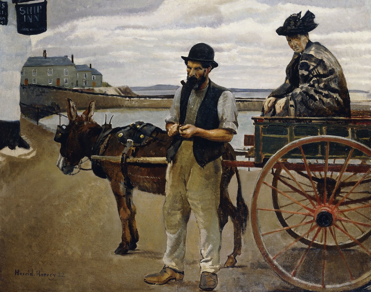 Mand med en kvinde i en vogn af Harold Harvey