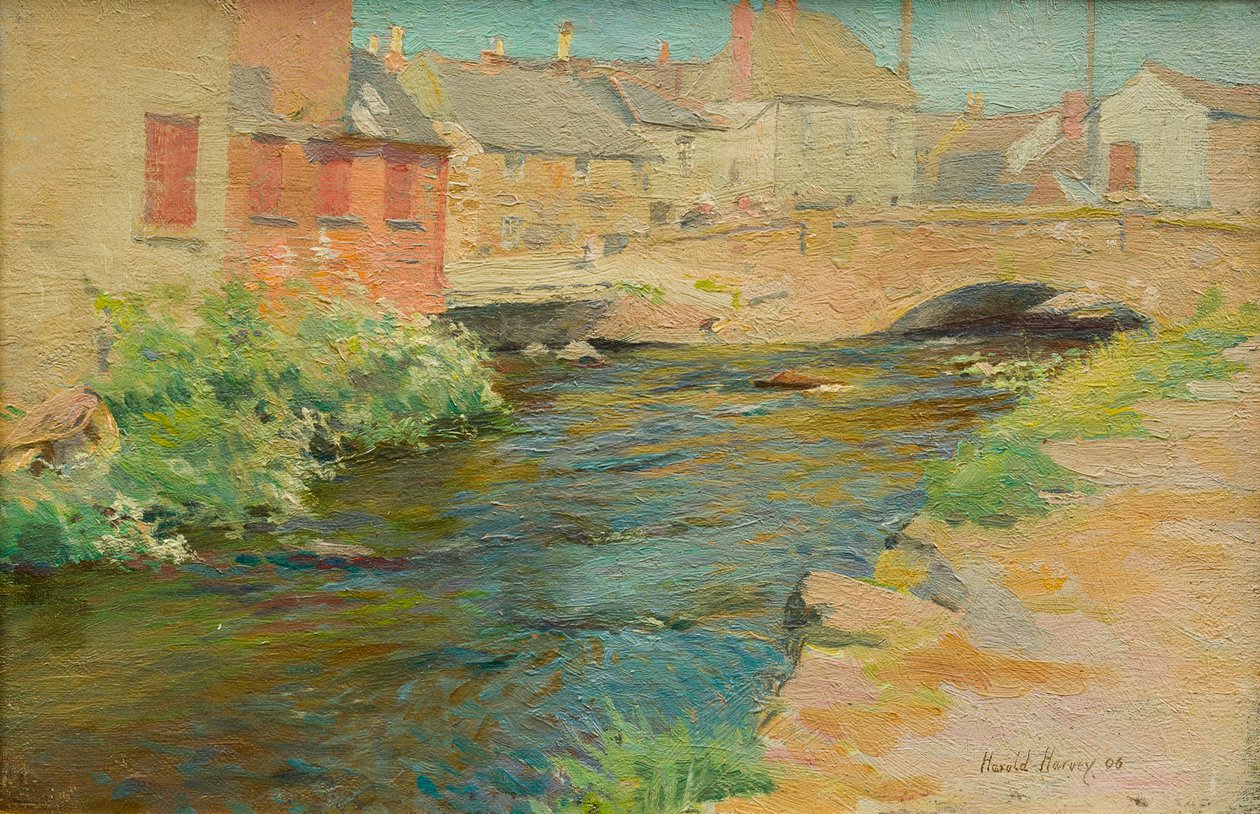 Newlyn Bridge af Harold Harvey