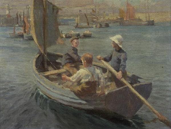 Sejlads i Newlyn Harbor af Harold Harvey
