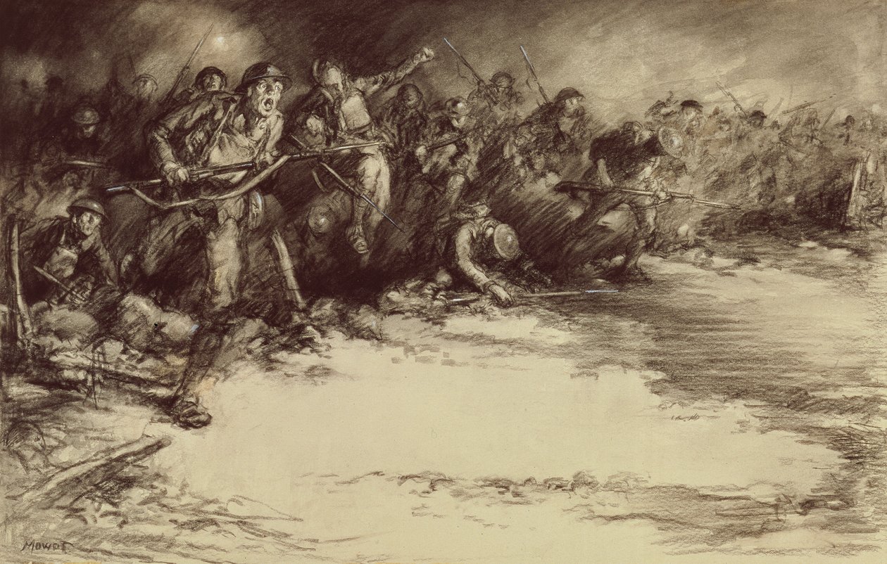 Modangreb, ca. 1918 (blyant på papir) af Harold James Mowat