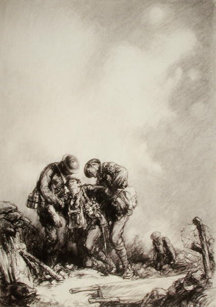 Bårebærere (blyant på papir) af Harold James Mowat