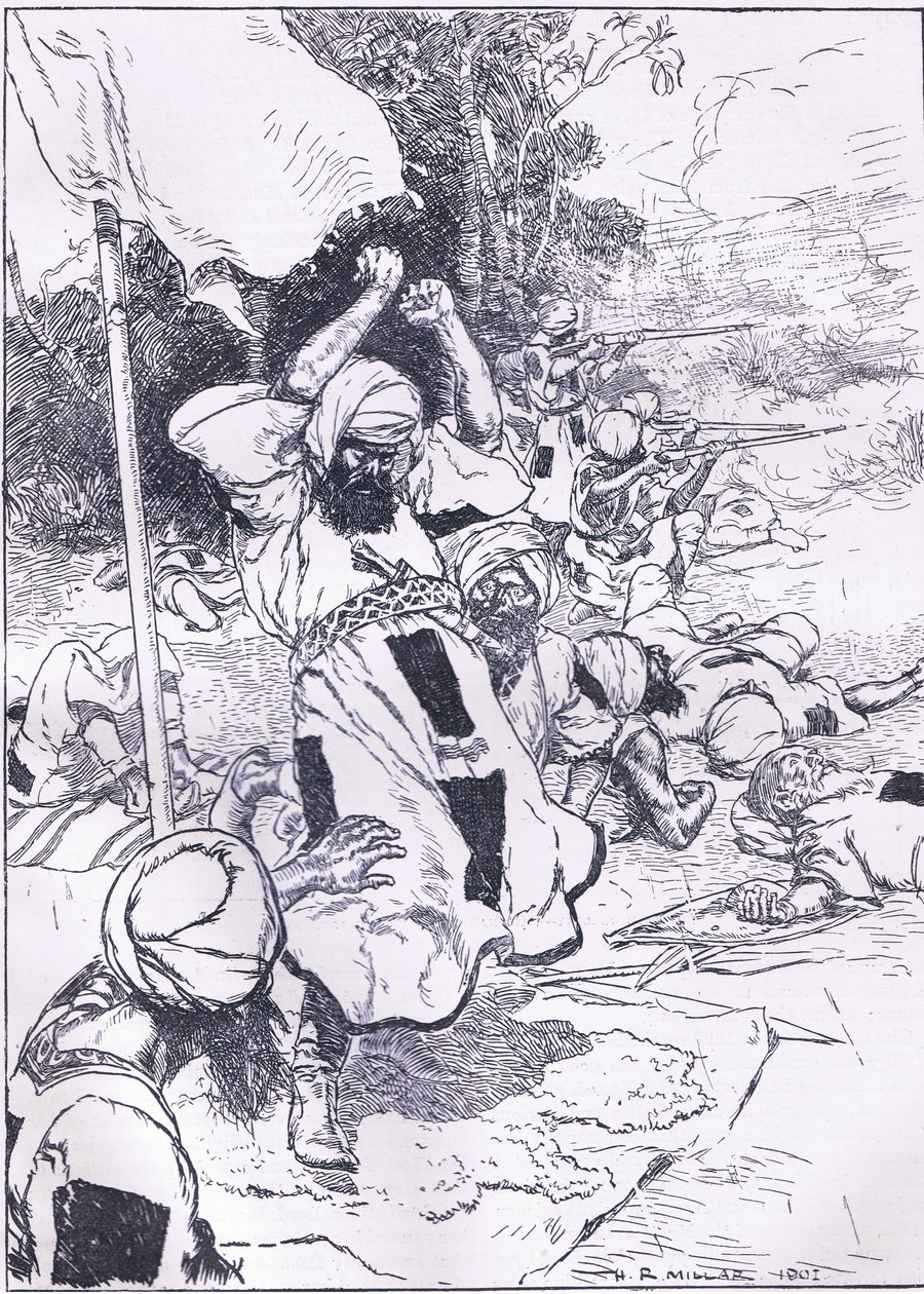 The death of the Khalifa, illustration fra Cassells History of England, 1900-tallet af Harold Robert Millar