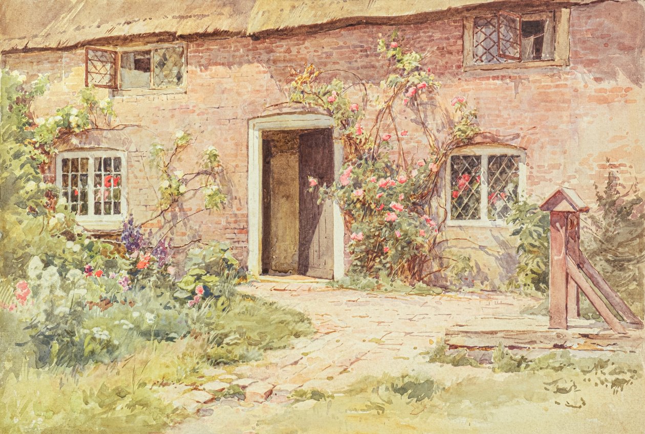 Roser omkring døren til sommerhuset, Wilmington (akvarel) af Harold Swanwick