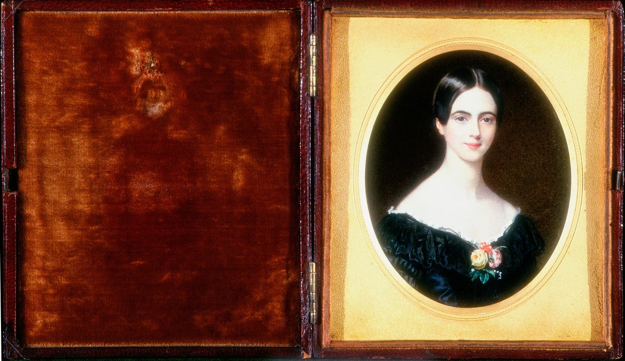 Portræt af Elizabeth Ann Benson i 1841 (wc, bodycolour und ivory) af Harriet Mackreth