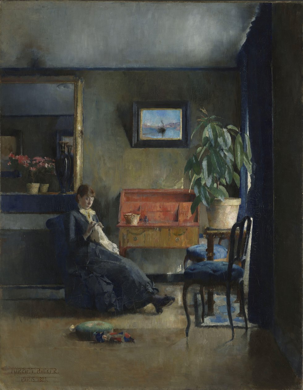 Blå interiør af Harriet Backer