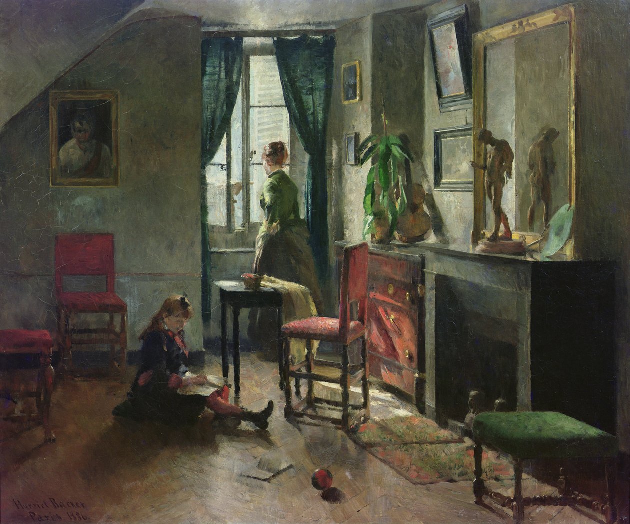 Interiør med figurer af Harriet Backer