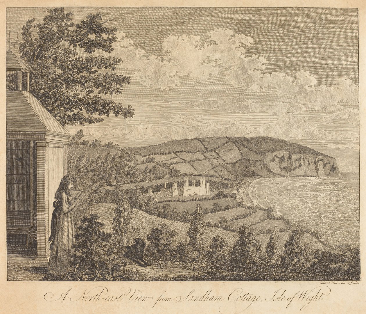 En nordøstlig udsigt fra Sandham Cottage, Isle of Wight af Harriet Wilkes