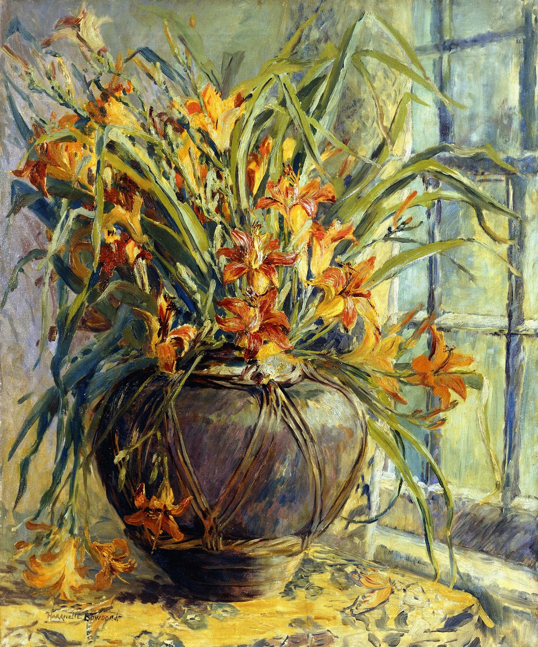 Blomsterstilleben (olie på lærred) af Harriette Bowdoin