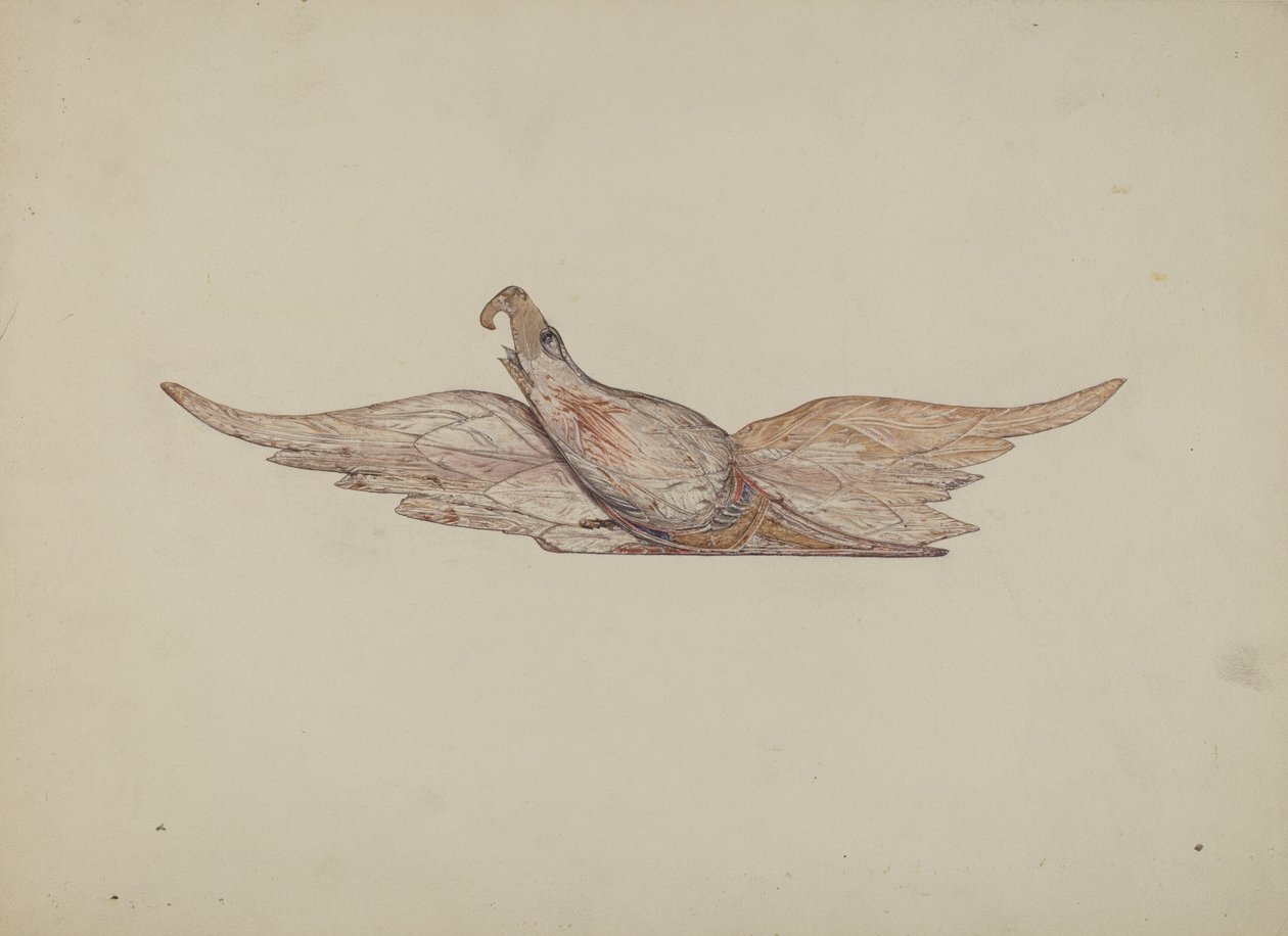 Lille udskåret Bellamy Eagle, ca. 1939. af Harriette Gale