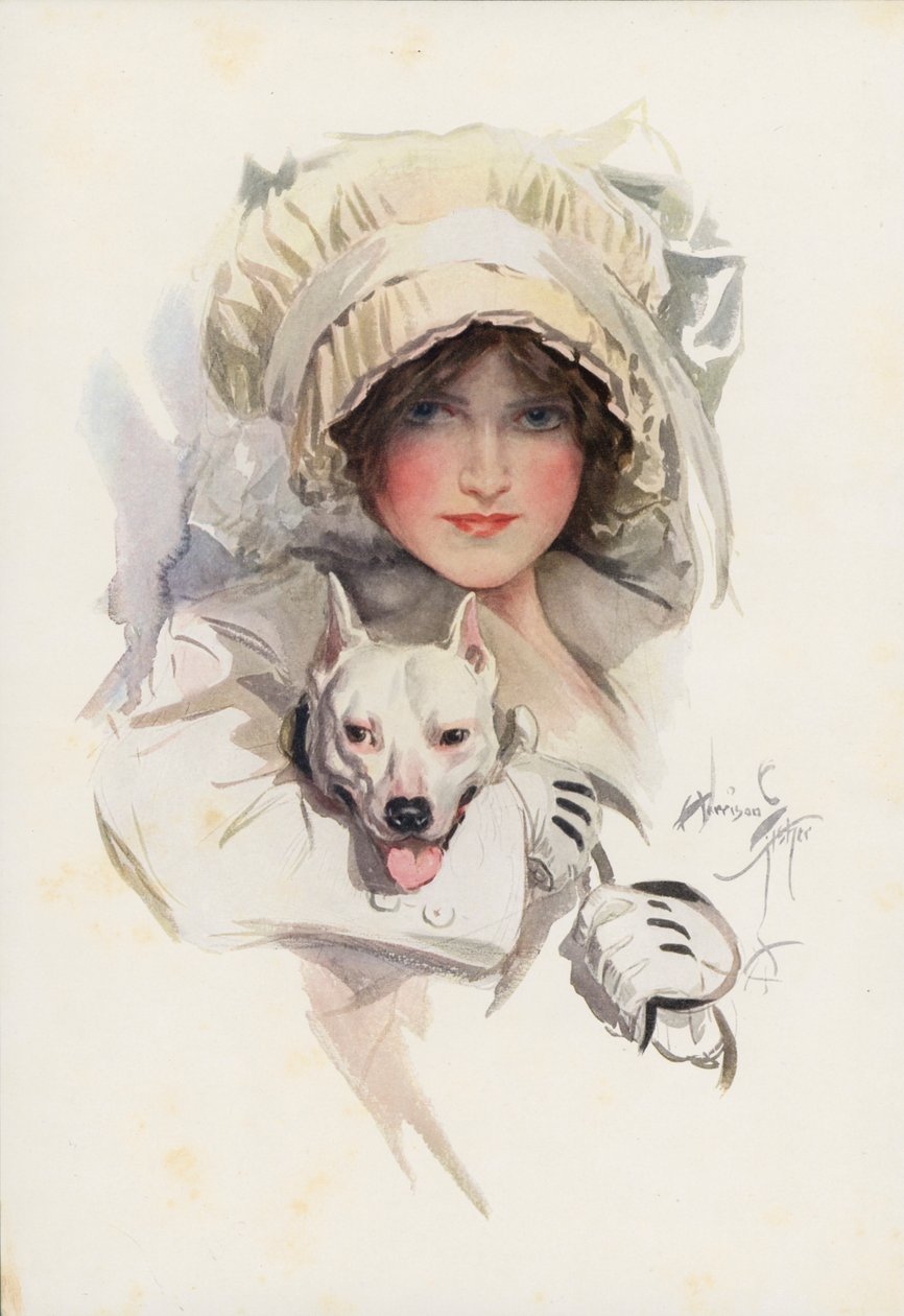 En flygtig charme (farvelitografi) af Harrison Fisher