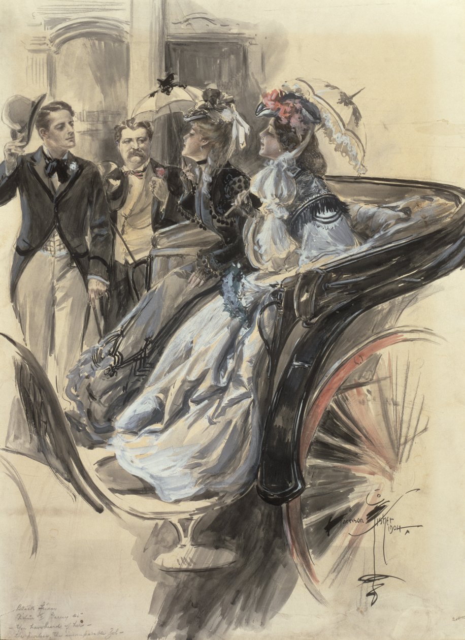 Carriage Ride, 1904 (wc, gouache og blyant på pap) af Harrison Fisher