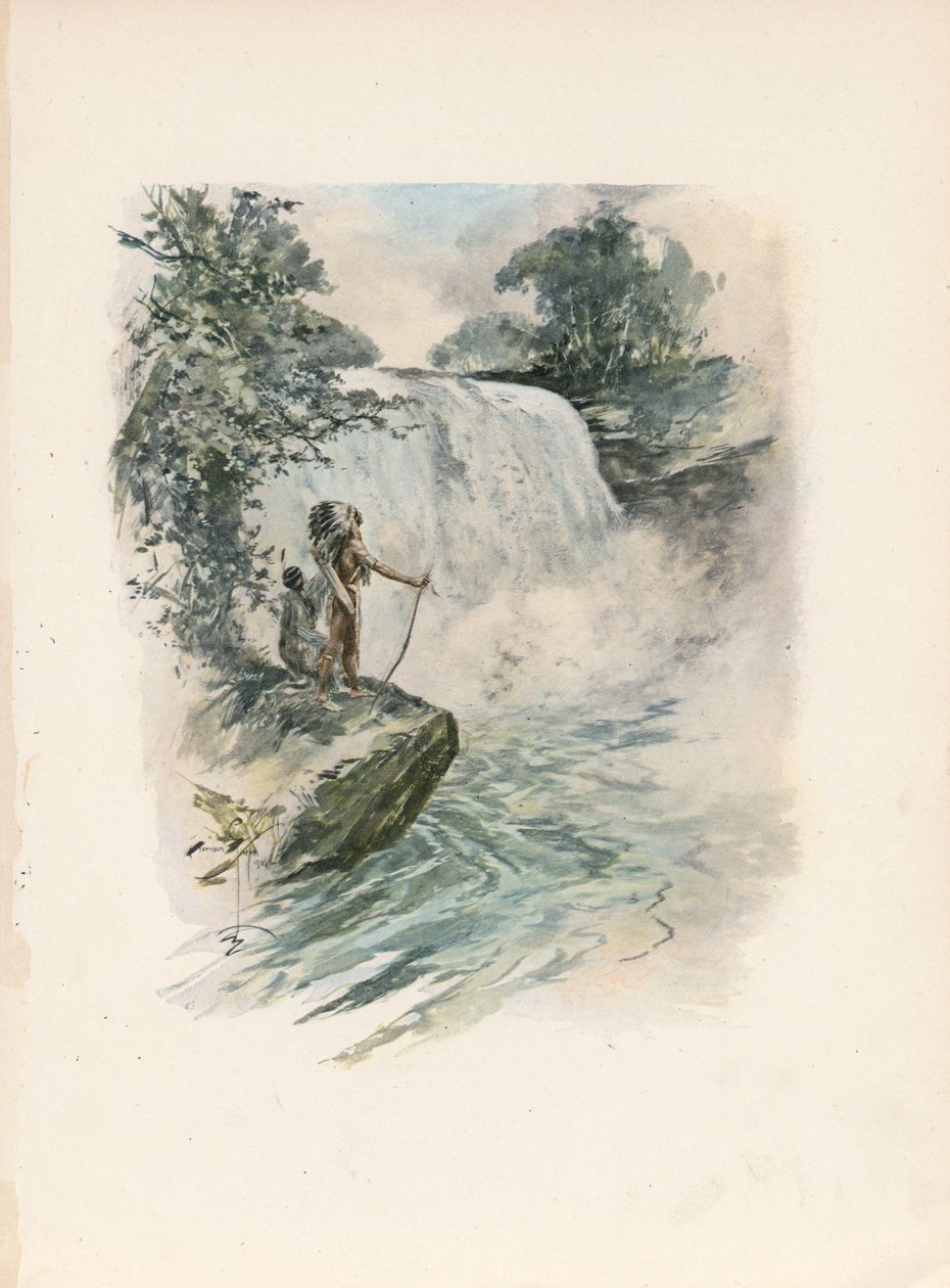 Longfellows sang om Hiawatha (farvelitografi) af Harrison Fisher