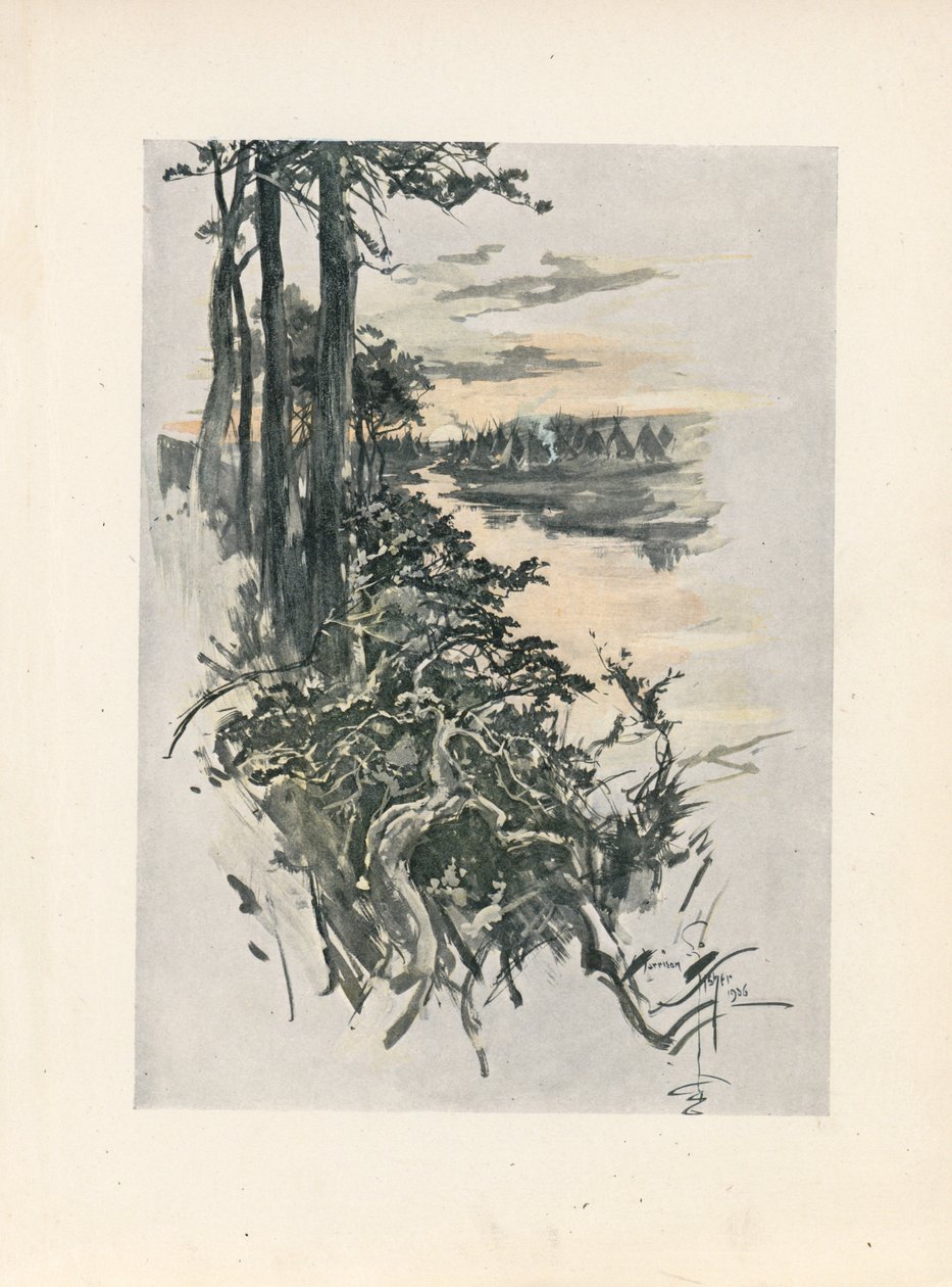 Longfellows sang om Hiawatha (farvelitografi) af Harrison Fisher
