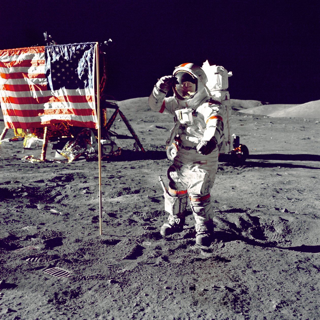 Cernan Jump Salutes Flag, 1972. af Harrison Schmitt