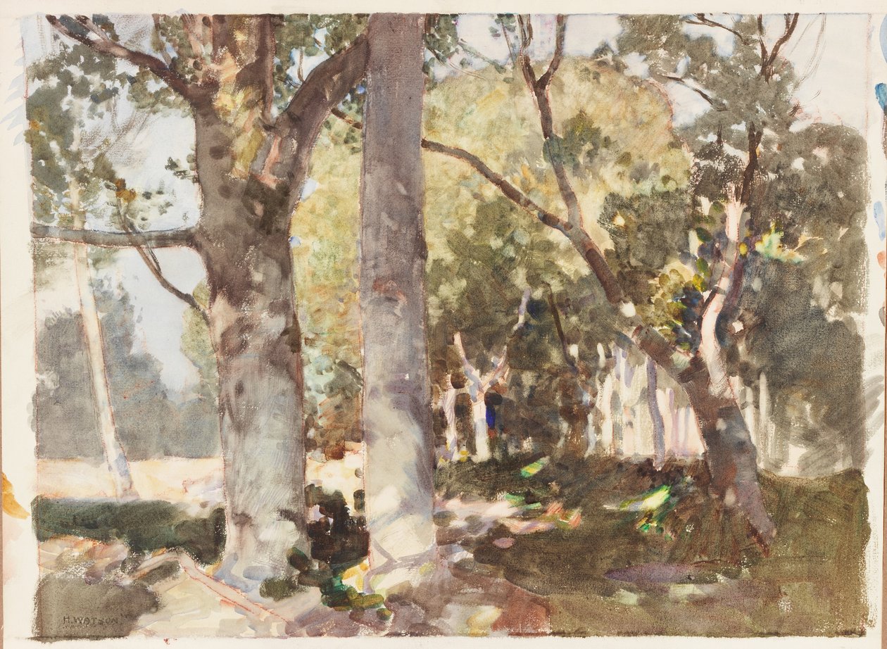 A Shaft of Light (farvekridt og akvarel på papir (klistret på karton)) af Harry Watson