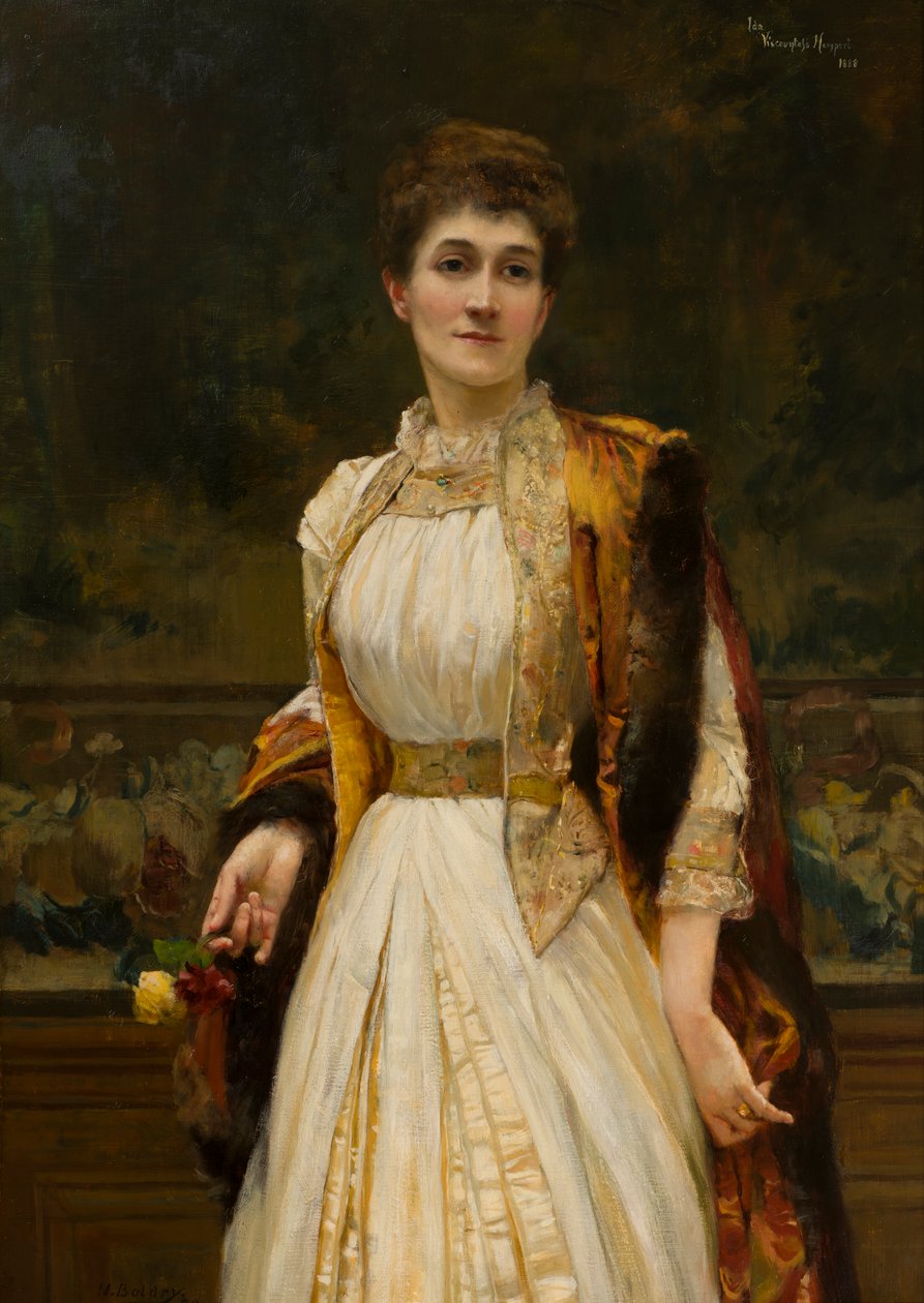 Portræt af Lady Ida Lumley, Viscountesse Newport, senere grevinde af Bradford, ca. 1888 (olie på lærred) af Harry Baldry