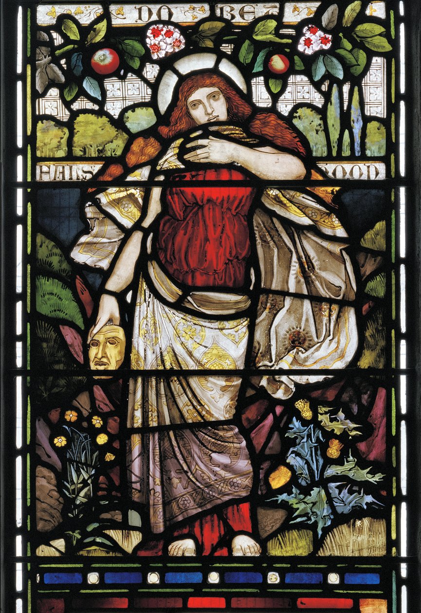 Falsehood, fra Piers Ploughman, af William Langland, 1873 (farvet glas) af Harry Burrow