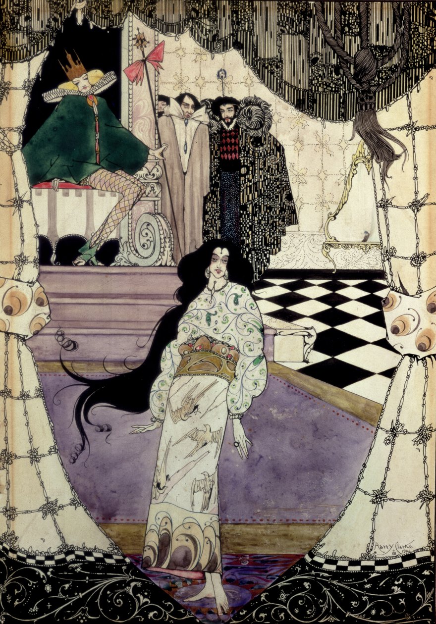 Illustration fra Den Lille Havfrue, 1914 (wc, pen og blæk) af Harry Clarke