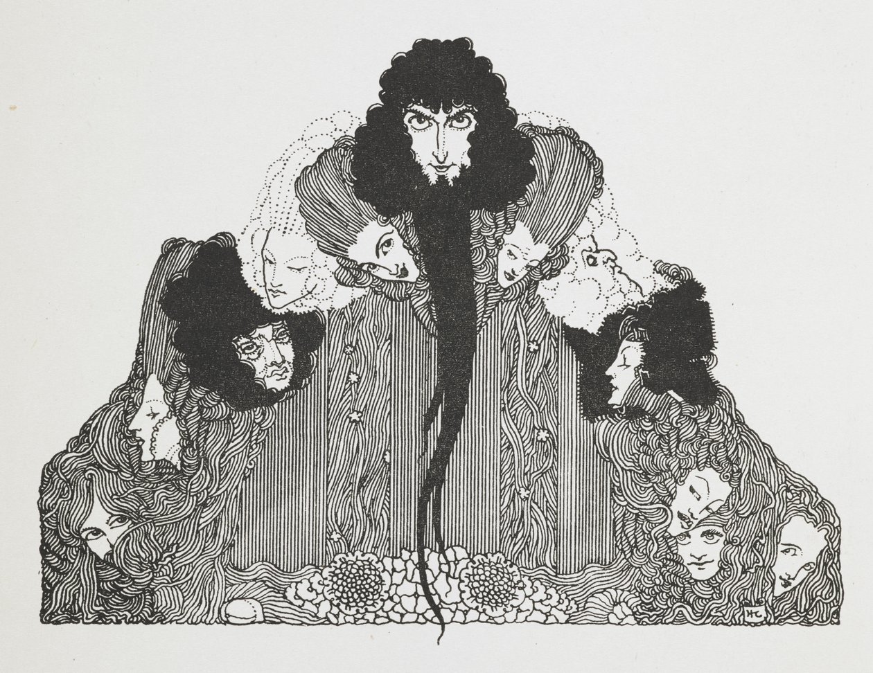Illustration af blåskæg. af Harry Clarke
