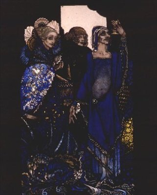 "Queens who wasted the East by proxy..." Illustration af Harry Clarke til 