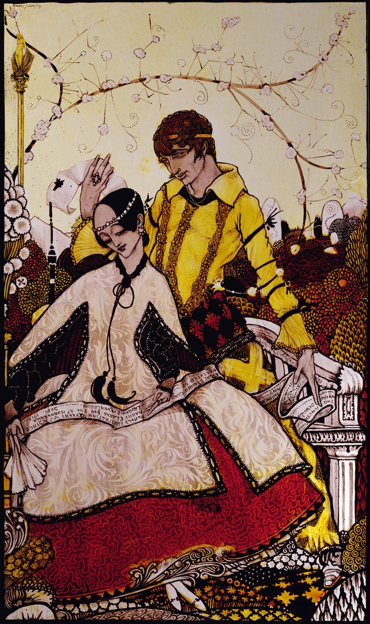 Syv hundedage lod vi passere og navngav Queens i Glenmacnass Illustration af Harry Clarke fra 