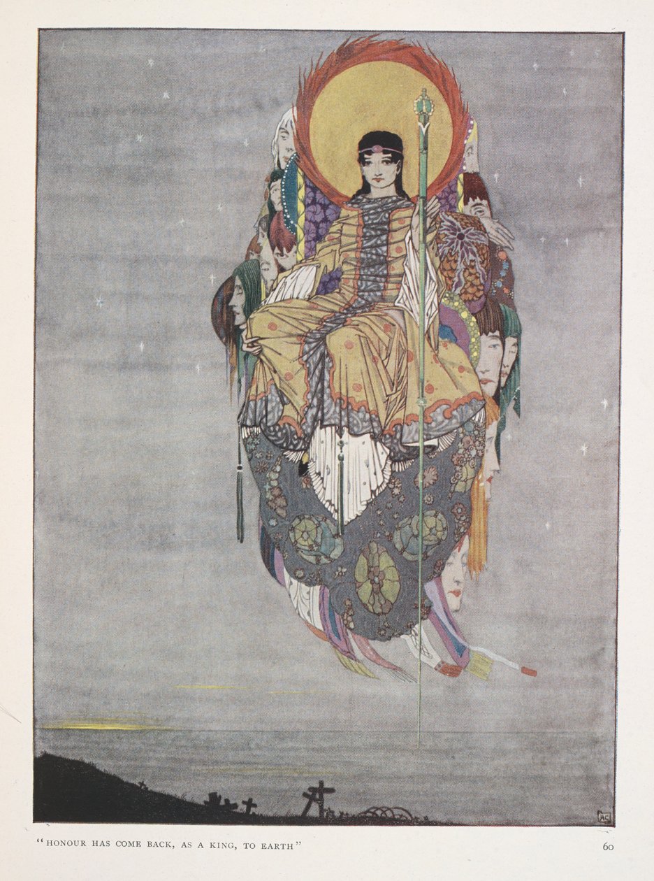 De døde. "Æren er kommet tilbage, som en konge, til jorden" af Harry Clarke