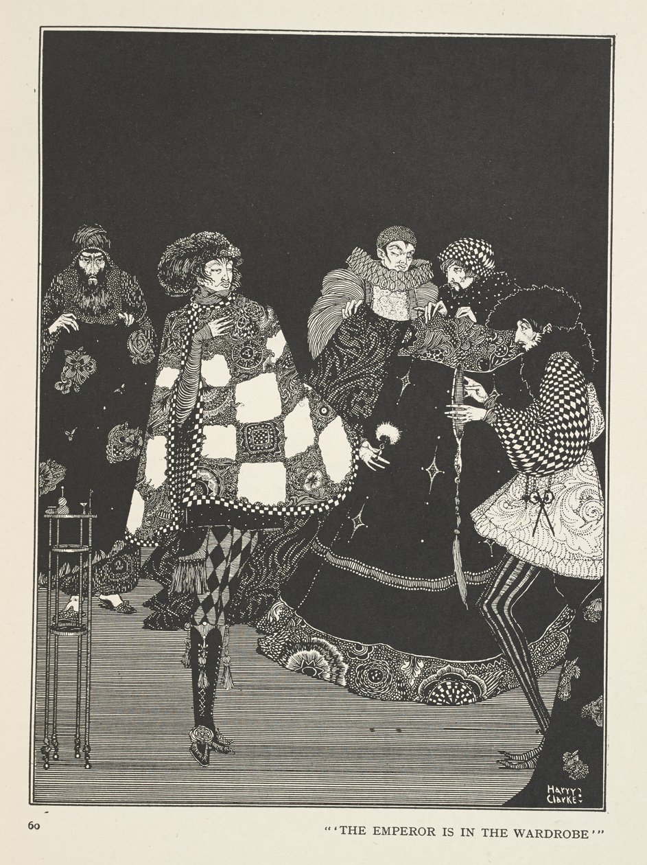 Kejserens nye klæder Kejseren er i garderoben. af Harry Clarke