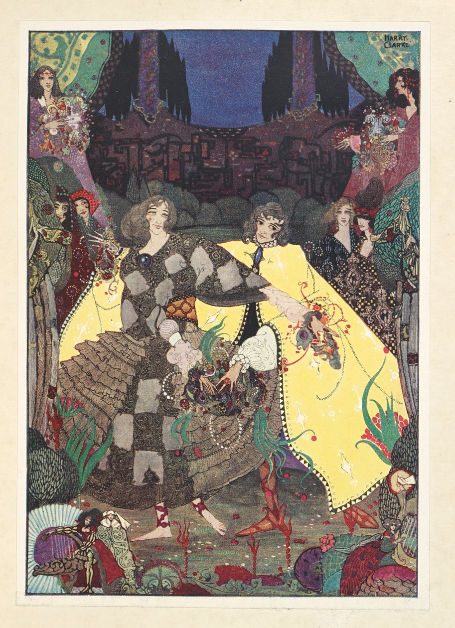 Paradisets Have. "Nu vil vi begynde vores danse!" råbte feerne. af Harry Clarke