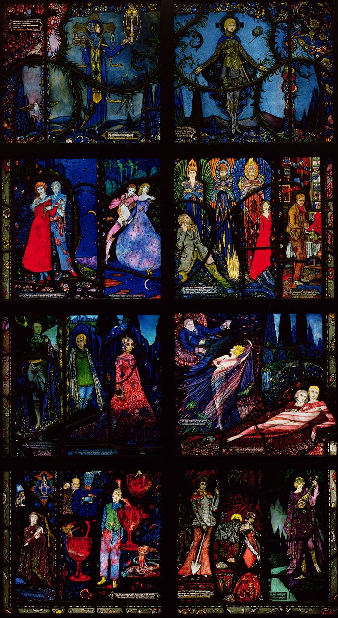 Geneva Window, otte paneler, der viser scener fra tidlig irsk litteratur, 1929 af Harry Clarke